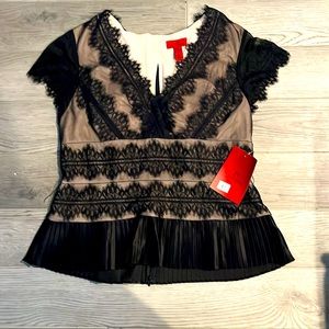 JS Collections Petite women’s cap sleeve evening formal blouse w/inside zipper